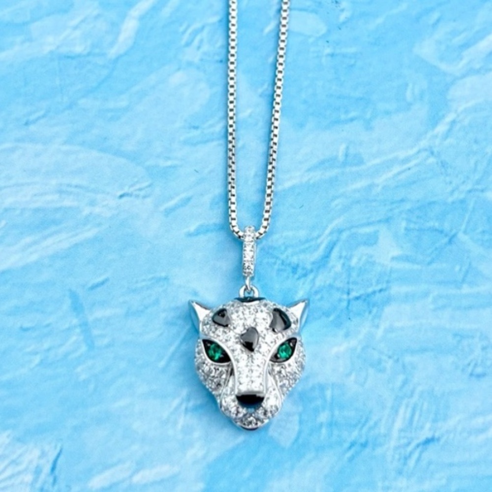 925 Sterling Silver Leopard Pendant Necklace